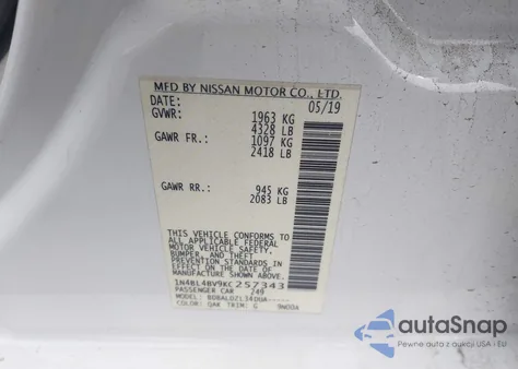 2019 Nissan Altima 2.5 S из США, поврежденный, VIN 1N4BL4BV9KC257343